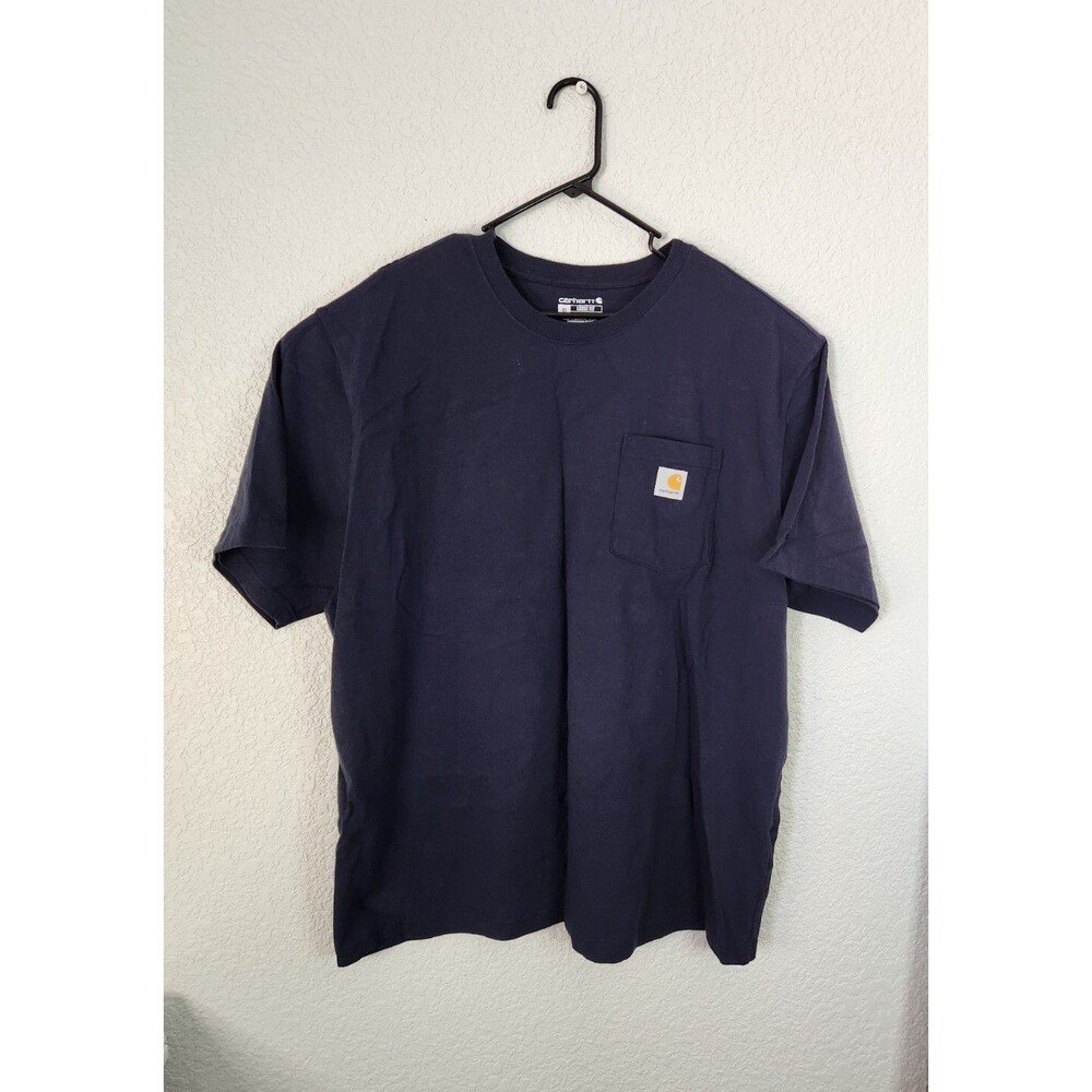 Carhartt Front Pocket Loose Fit Logo Navy Short Sleeve T-Shirt Mens Size XL